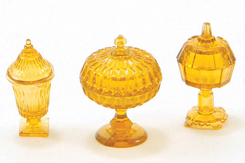 Dollhouse Miniature Candy Dishes, 3Pc Amber